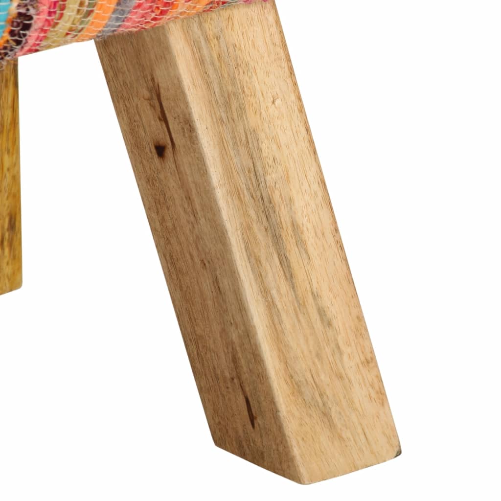 vidaXL Ławka, kolorowa, 160 cm, tkanina chindi i lite drewno mango