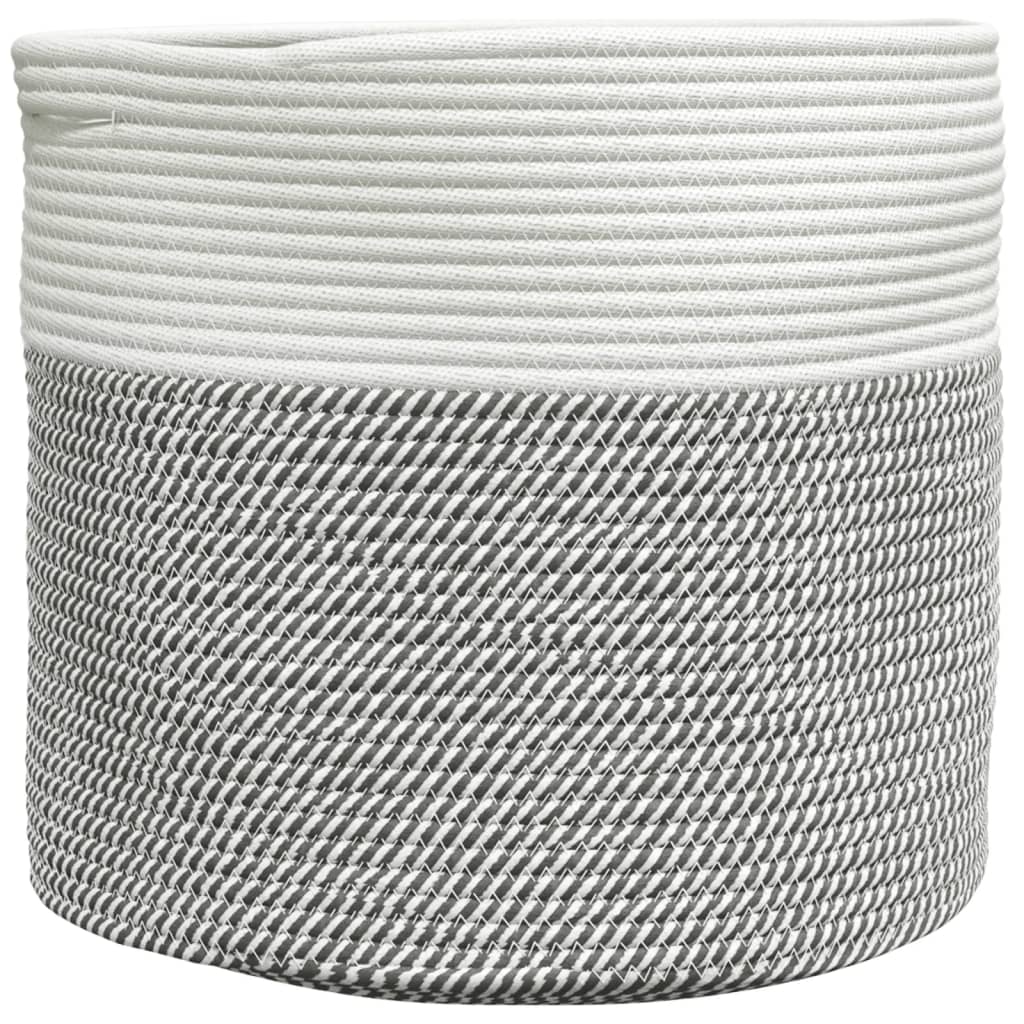 vidaXL Kosz do przechowywania, szaro-biały, Ø40x35 cm, bawełna