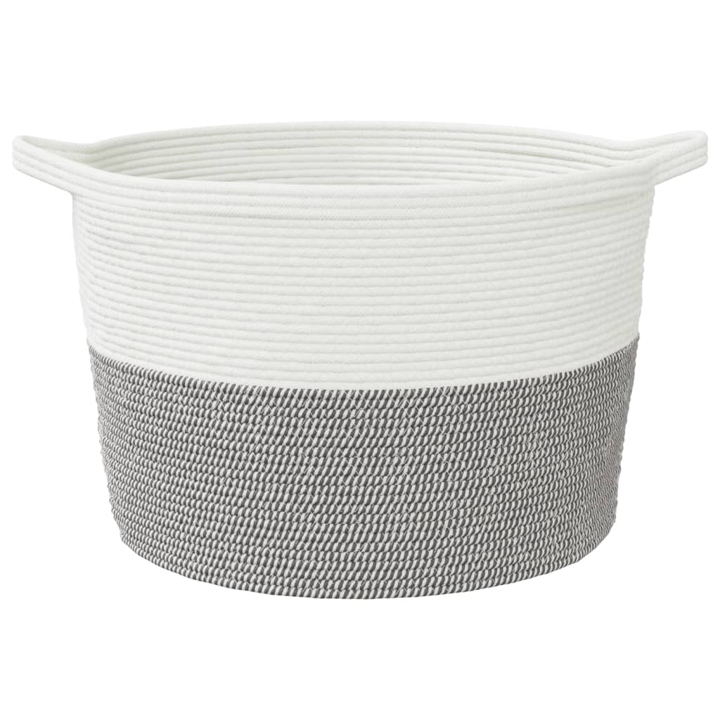 vidaXL Kosz na pranie, szaro-biały, Ø60x36 cm, bawełna