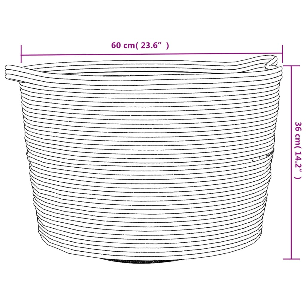 vidaXL Kosz na pranie, beżowo-biały, Ø60x36 cm, bawełna