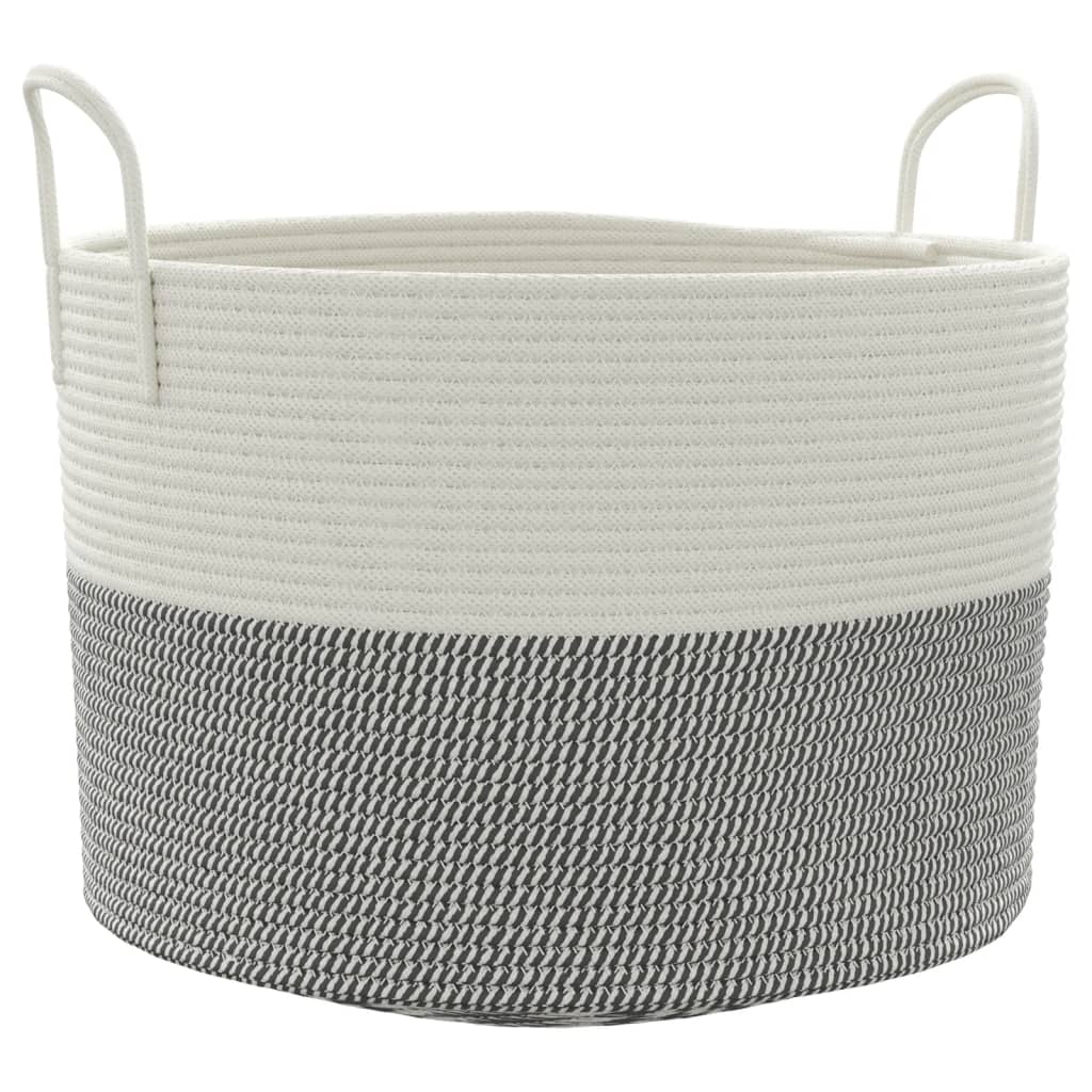vidaXL Kosz do przechowywania, szaro-biały, Ø51x33 cm, bawełna