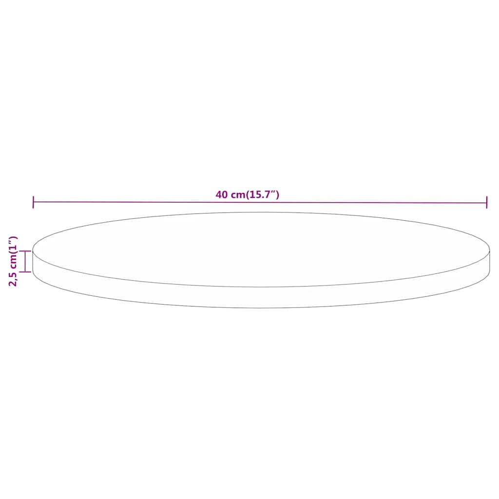 vidaXL Blat stołu, Ø 40x2,5 cm, okrągły, surowe drewno mango