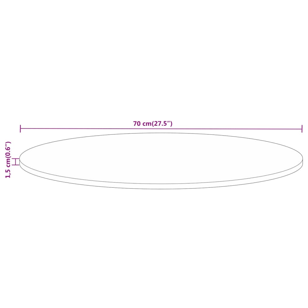 vidaXL Blat stołu, Ø 70x1,5 cm, okrągły, surowe lite drewno mango