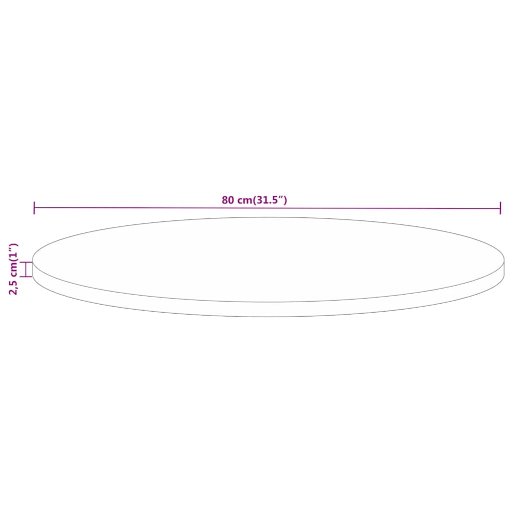 vidaXL Blat stołu, Ø 80x2,5 cm, okrągły, surowe lite drewno mango
