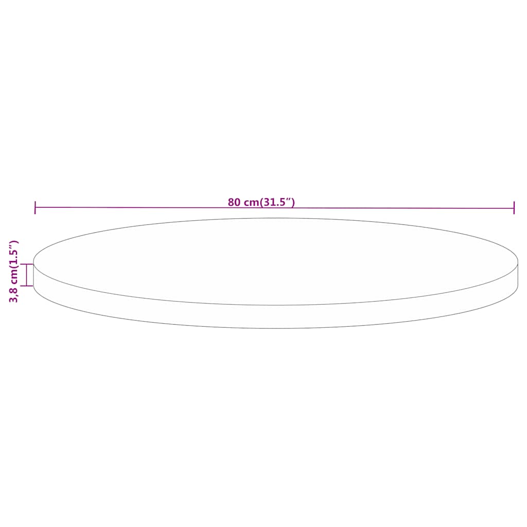 vidaXL Blat stołu, Ø 80x3,8 cm, okrągły, surowe lite drewno mango