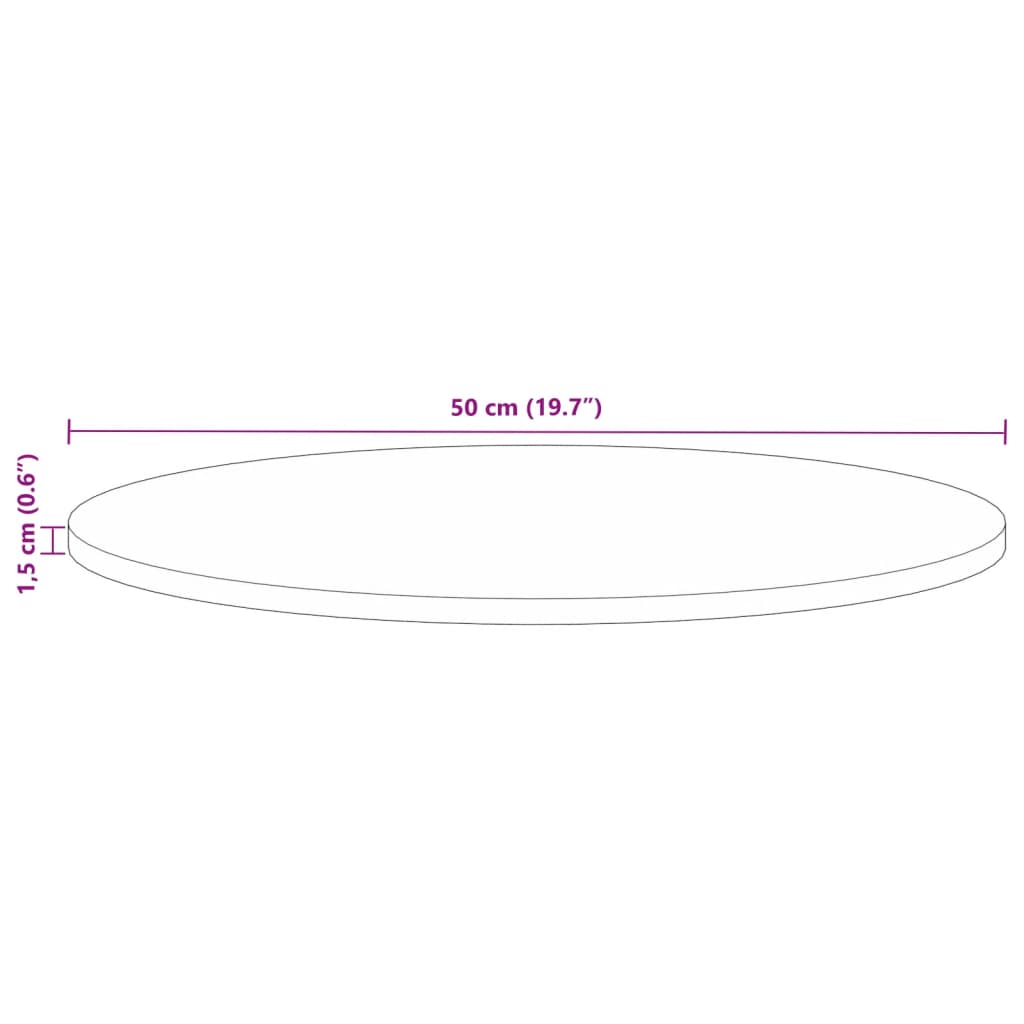 vidaXL Blat stolika, Ø 50x1,5 cm, okrągły, lite drewno z odzysku