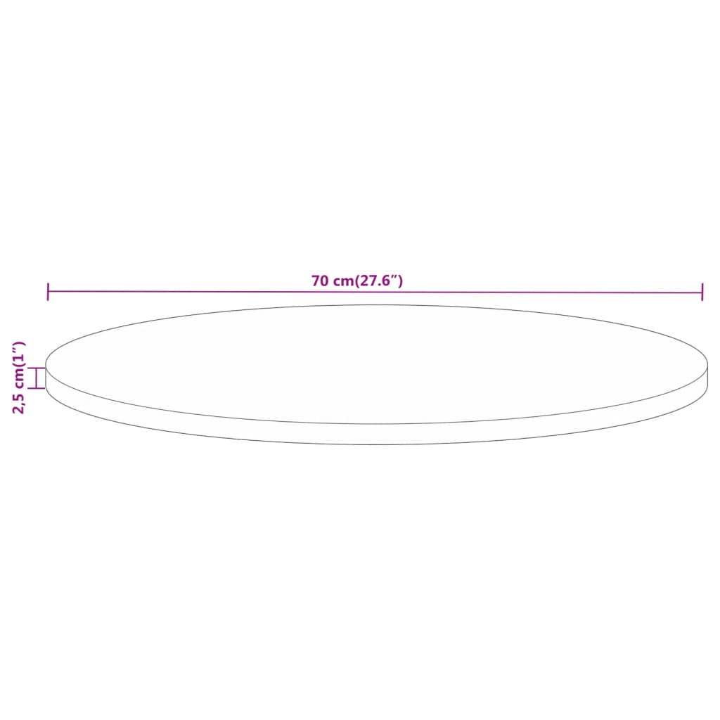 vidaXL Blat stołu, Ø 70x2,5 cm, okrągły, lite drewno z odzysku