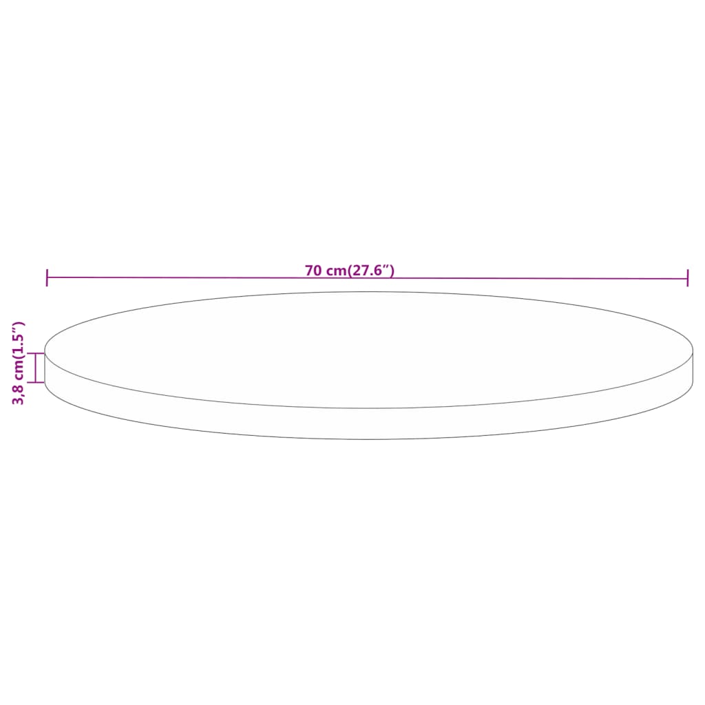 vidaXL Blat stołu, Ø 70x3,8 cm, okrągły, lite drewno z odzysku