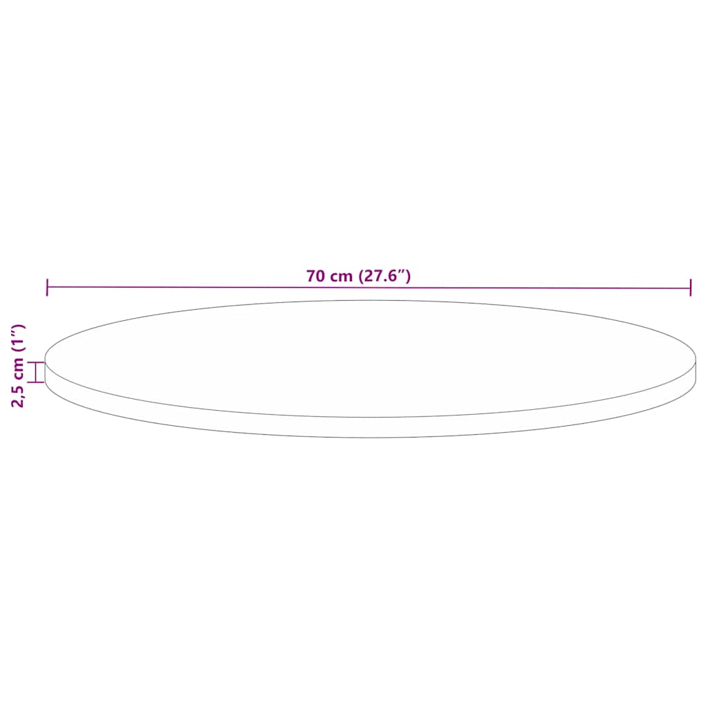 vidaXL Blat stołu, Ø 70x2,5 cm, okrągły, lite drewno z odzysku