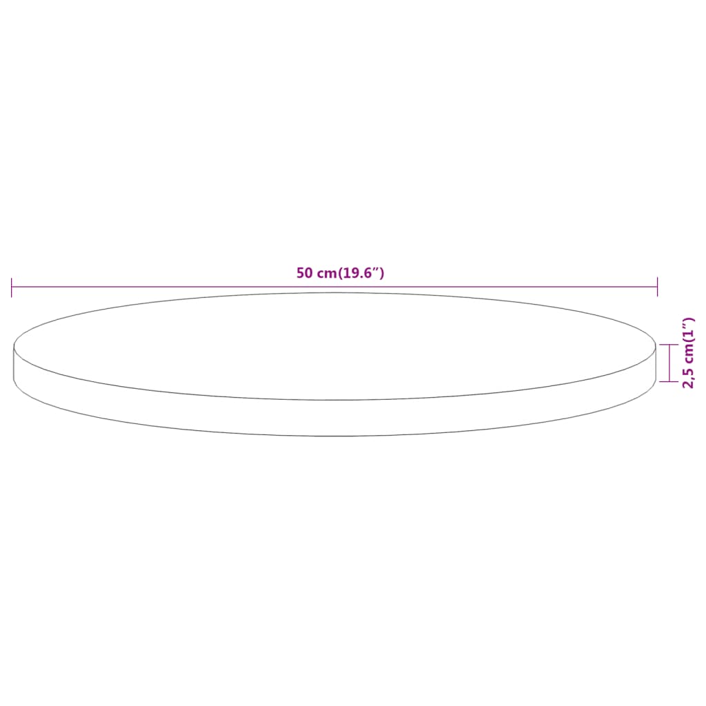 vidaXL Blat do stolika, Ø50x2,5 cm, okrągły, lite drewno akacjowe