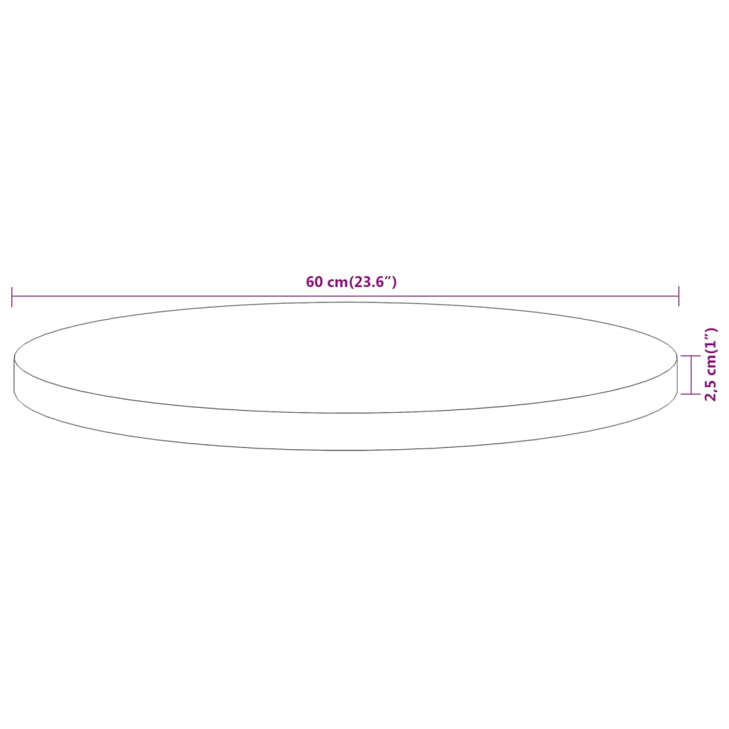 vidaXL Blat do stolika, Ø60x2,5 cm, okrągły, lite drewno akacjowe