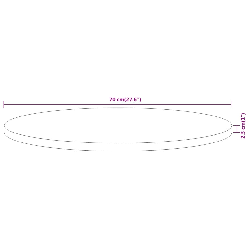 vidaXL Blat do stolika, Ø70x2,5 cm, okrągły, lite drewno akacjowe