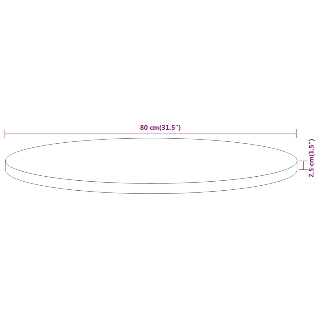 vidaXL Blat do stolika, Ø80x2,5 cm, okrągły, lite drewno akacjowe