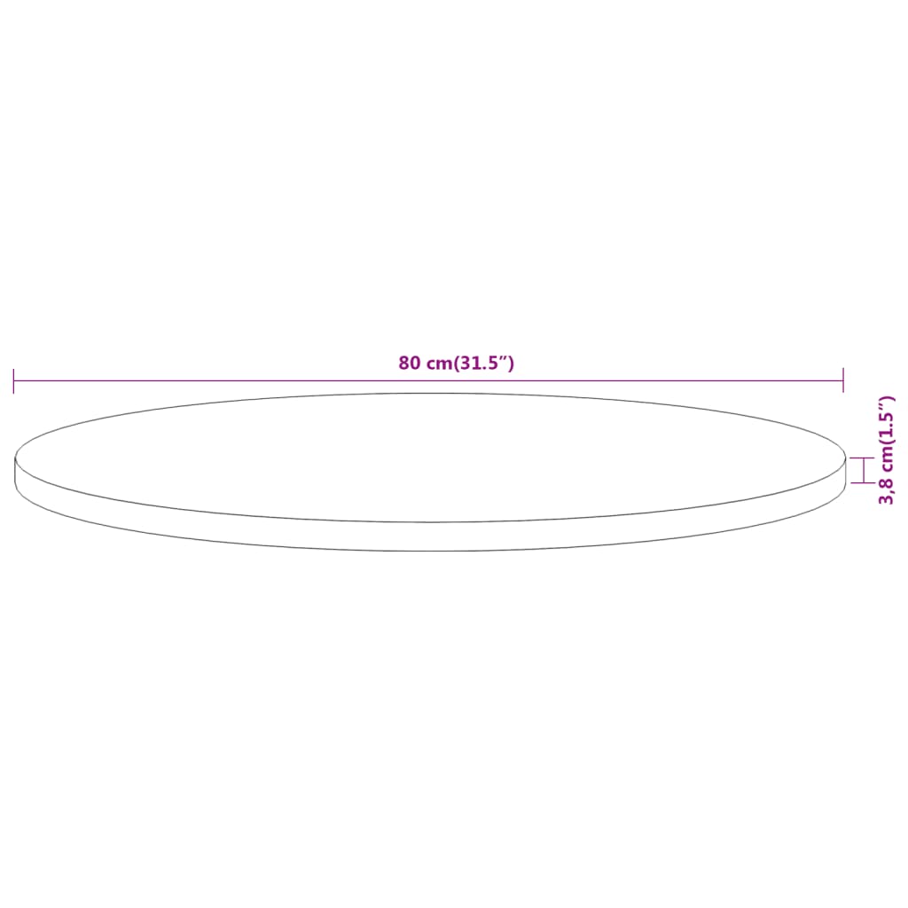 vidaXL Blat do stolika, Ø80x3,8 cm, okrągły, lite drewno akacjowe
