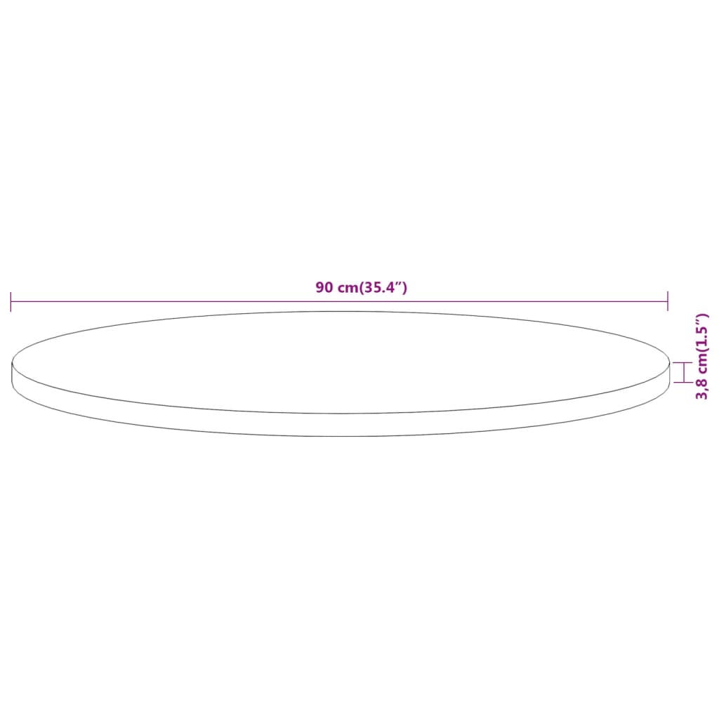 vidaXL Blat do stolika, Ø90x3,8 cm, okrągły, lite drewno akacjowe