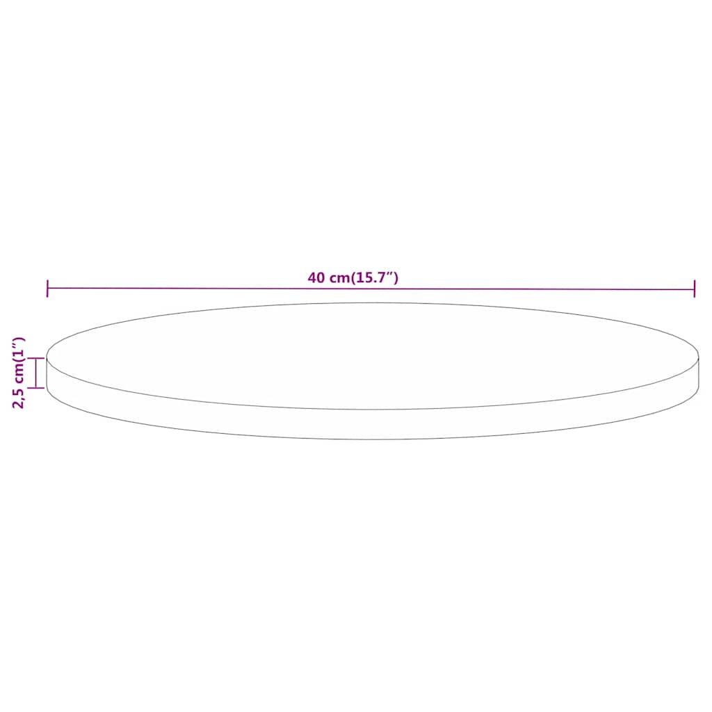 vidaXL Blat stołu, Ø 40x2,5 cm, okrągły, surowe drewno mango