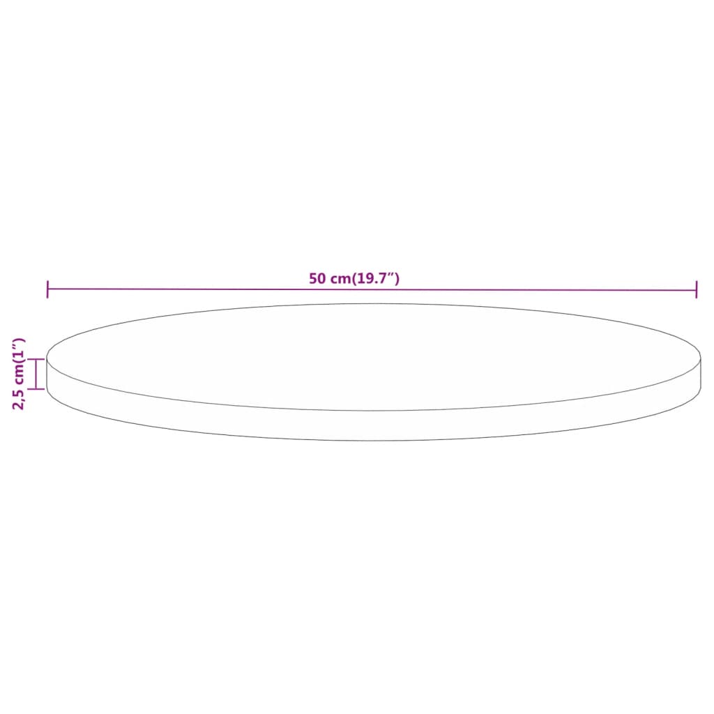 vidaXL Blat stołu, Ø 50x2,5 cm, okrągły, surowe lite drewno mango