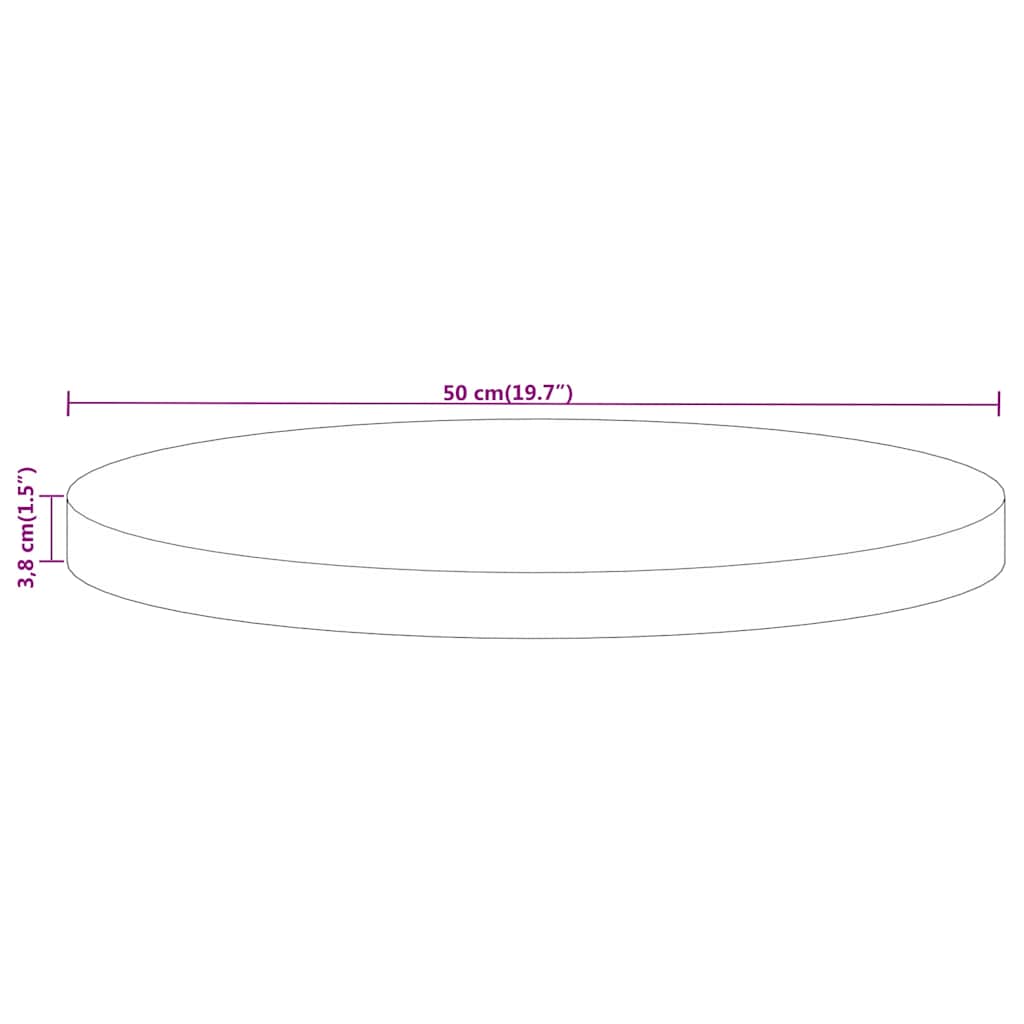 vidaXL Blat stołu, Ø 50x3,8 cm, okrągły, surowe lite drewno mango