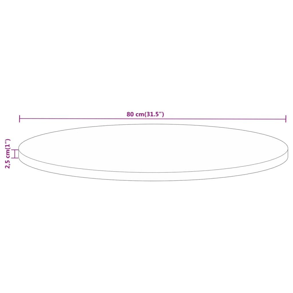 vidaXL Blat stołu, Ø 80x2,5 cm, okrągły, lite drewno mango
