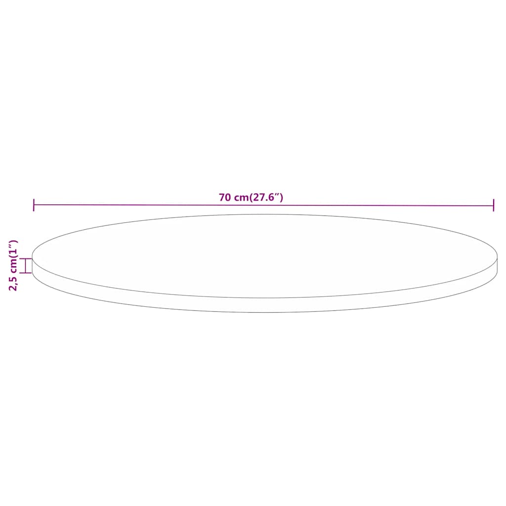 vidaXL Blat stołu, Ø 70x2,5 cm, okrągły, lite drewno mango