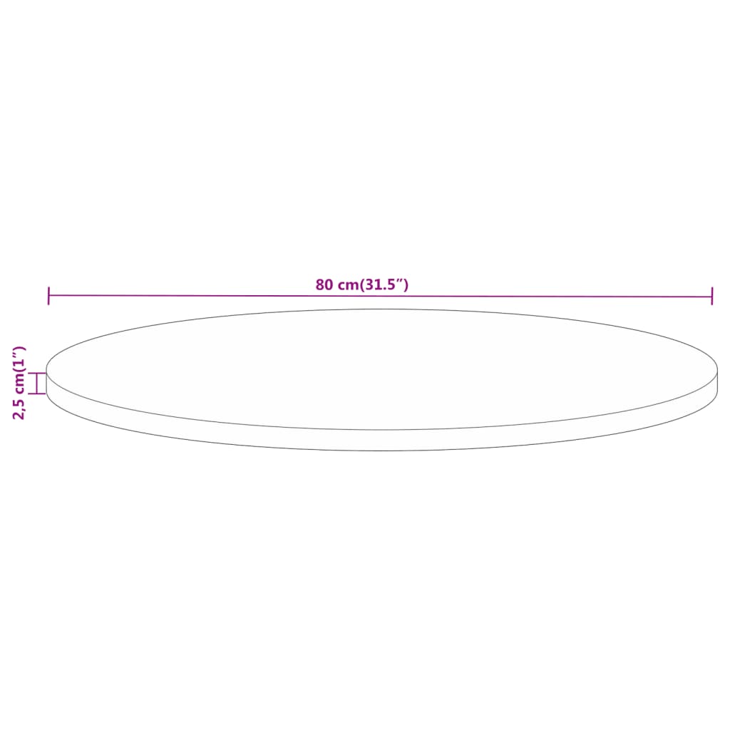 vidaXL Blat stołu, Ø 80x2,5 cm, okrągły, lite drewno mango
