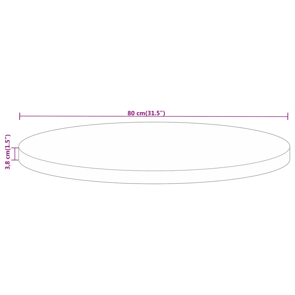 vidaXL Blat stołu, Ø 80x3,8 cm, okrągły, lite drewno mango