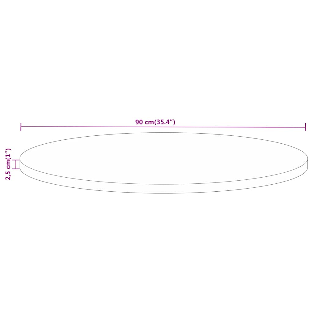 vidaXL Blat stołu, Ø 90x2,5 cm, okrągły, lite drewno mango