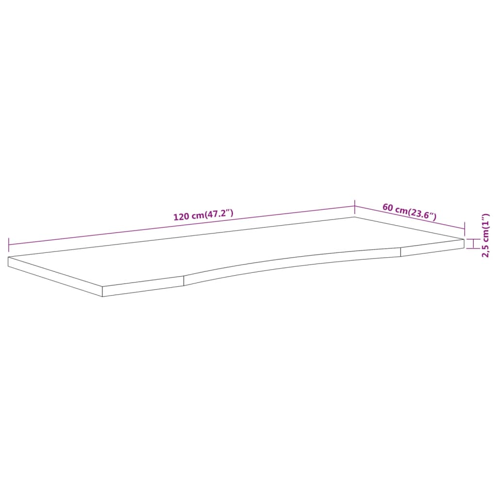vidaXL Blat biurka, 120x60x2,5 cm, prostokątny, lite drewno akacjowe