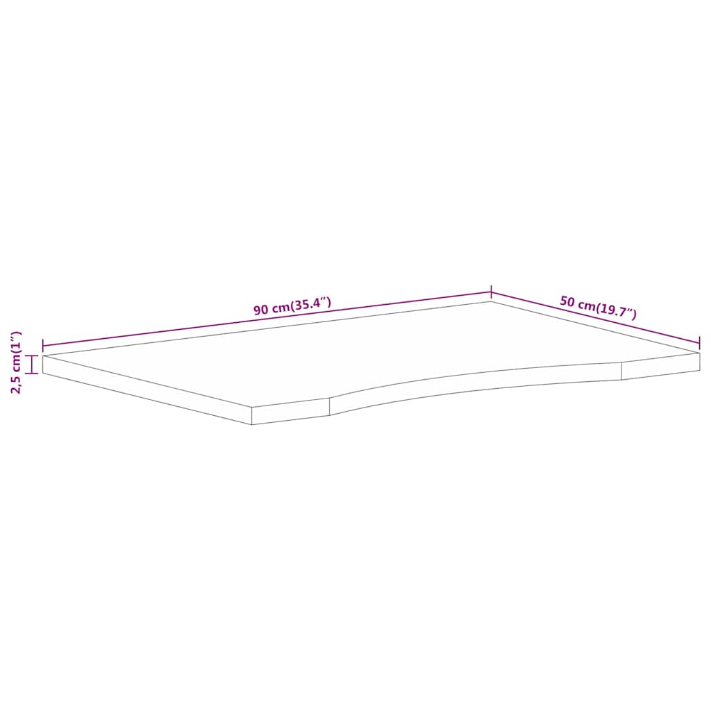 vidaXL Blat biurka, z wycięciem, 90x50x2,5 cm, surowe drewno mango