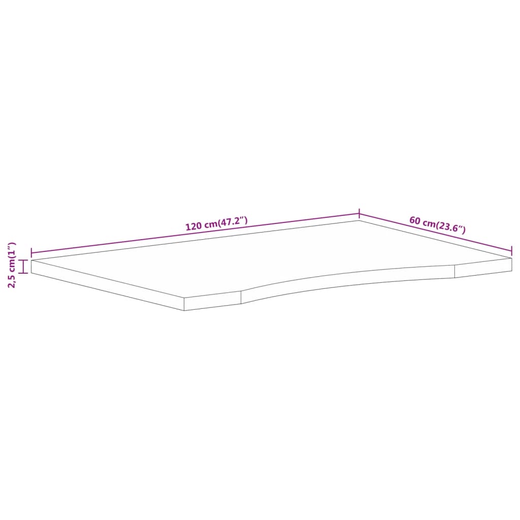 vidaXL Blat biurka, z wycięciem, 120x60x2,5 cm, surowe drewno mango