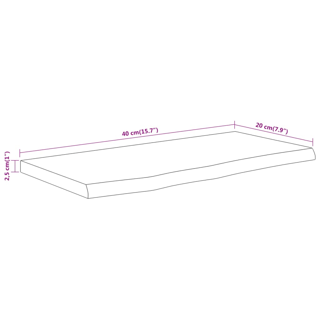 vidaXL Półka ścienna, 40x20x2,5 cm, drewno akacjowe, naturalna krawędź