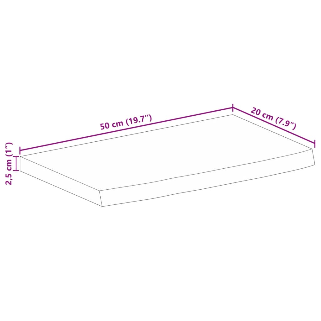 vidaXL Blat stołu, 50x20x2,5cm, naturalna krawędź, surowe drewno mango