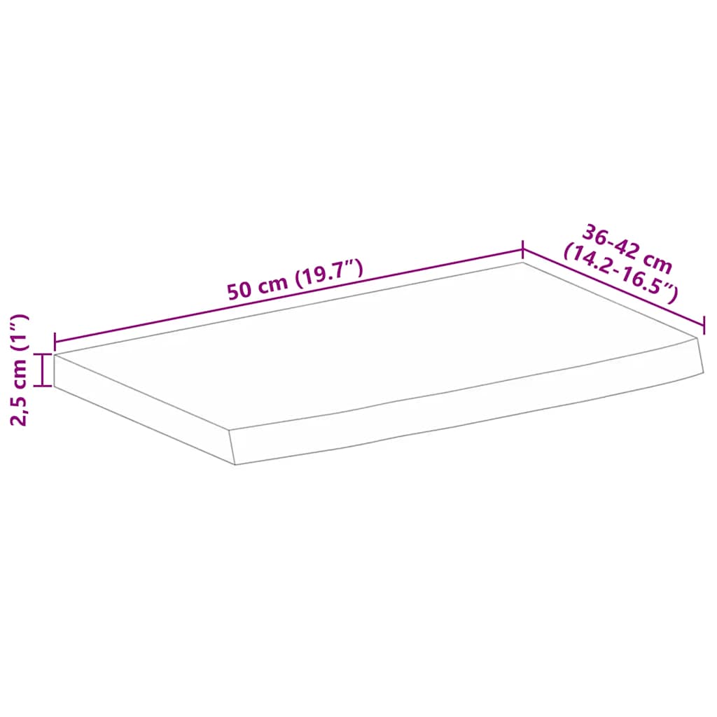 vidaXL Blat stołu, 50x40x2,5cm, naturalna krawędź, surowe drewno mango