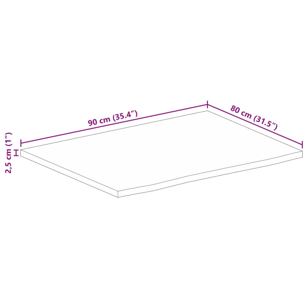 vidaXL Blat stołu, 90x80x2,5cm, naturalna krawędź, surowe drewno mango