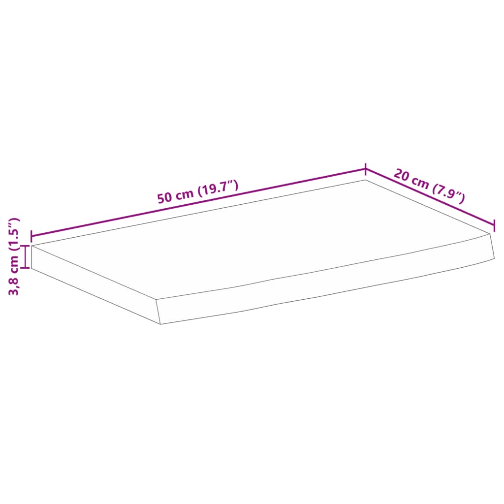 vidaXL Blat stołu, 50x20x3,8cm, naturalna krawędź, surowe drewno mango