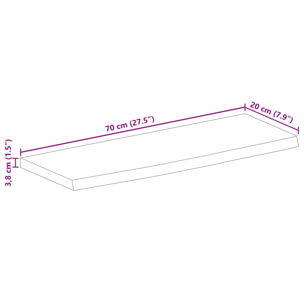 vidaXL Blat stołu, 70x20x3,8cm, naturalna krawędź, surowe drewno mango