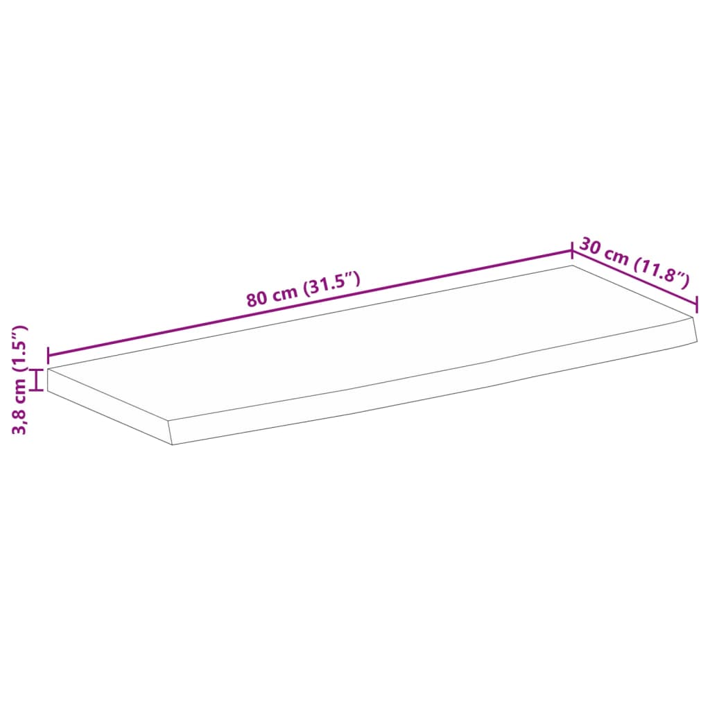 vidaXL Blat stołu, 80x30x3,8cm, naturalna krawędź surowe drewno mango
