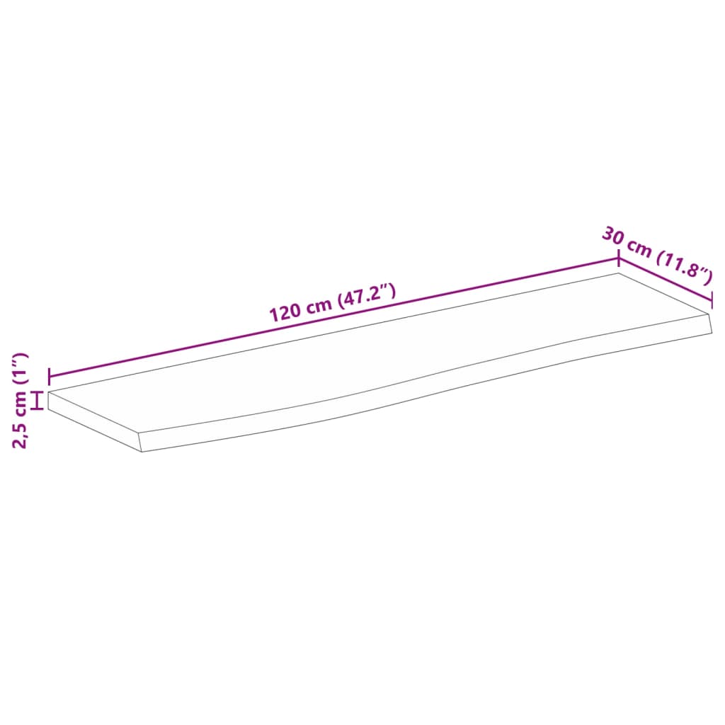 vidaXL Blat stołu z naturalną krawędzią, 120x30x2,5 cm, drewno mango