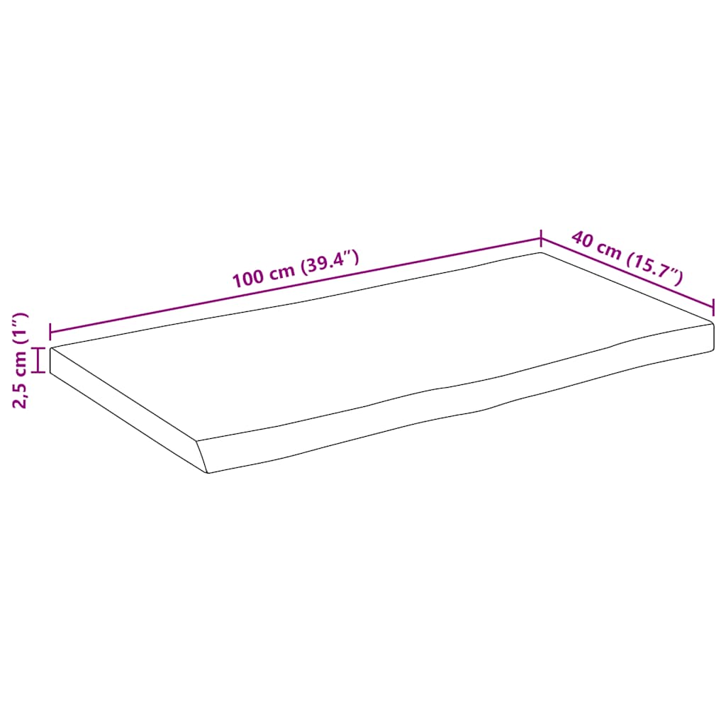 vidaXL Blat stołu z naturalną krawędzią, 100x40x2,5 cm, drewno mango