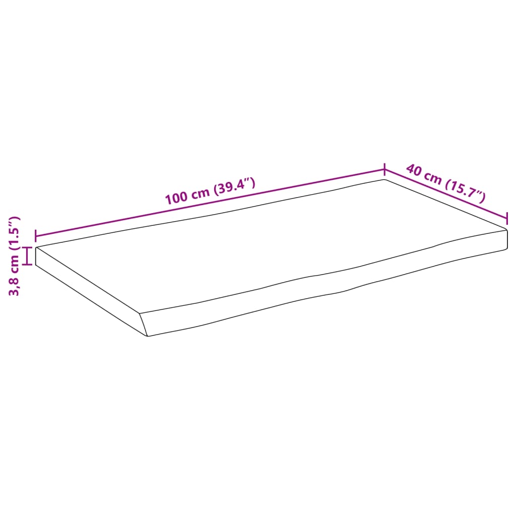 vidaXL Blat stołu z naturalną krawędzią, 100x40x3,8 cm, drewno mango