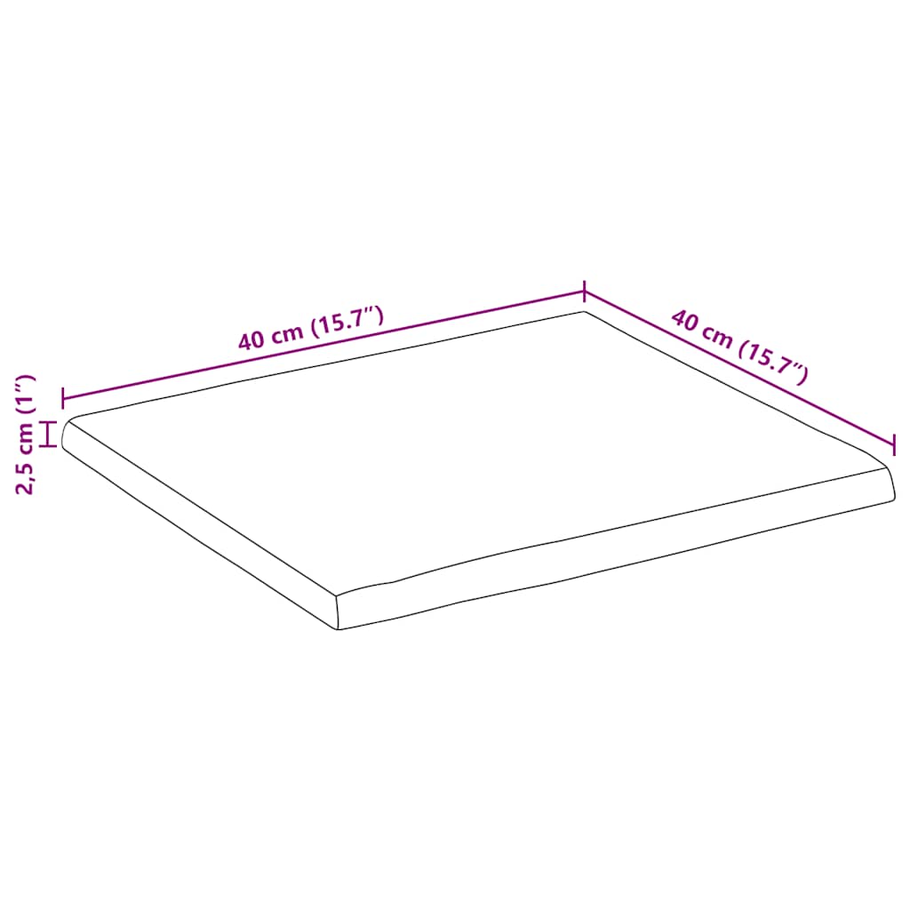 vidaXL Blat stołu, 40x40x2,5 cm, naturalna krawędź, lite drewno mango
