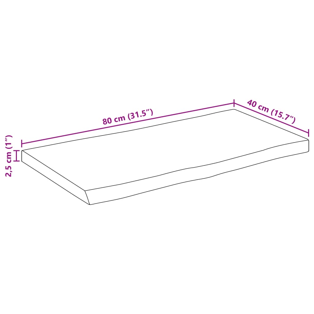 vidaXL Blat stołu, 80x40x2,5 cm, naturalna krawędź, lite drewno mango