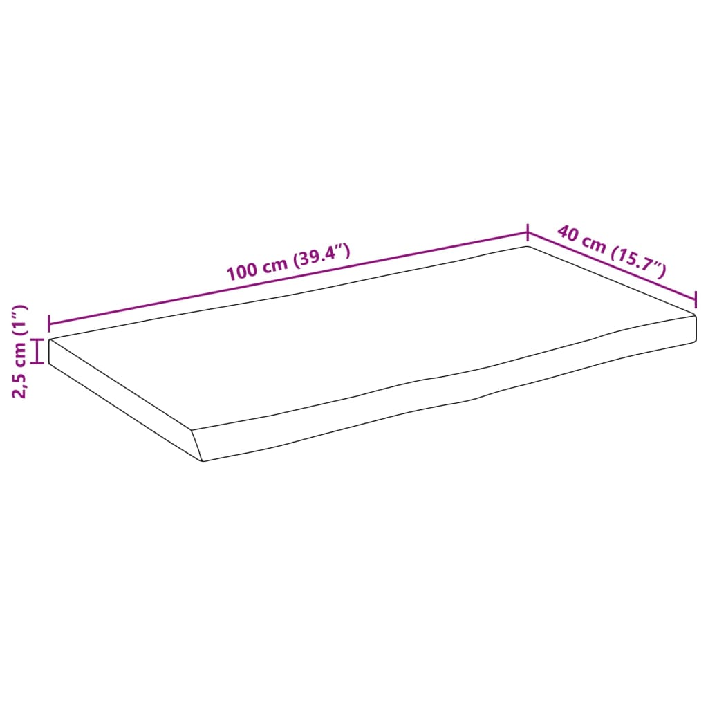 vidaXL Blat stołu, 100x40x2,5 cm, naturalna krawędź, lite drewno mango