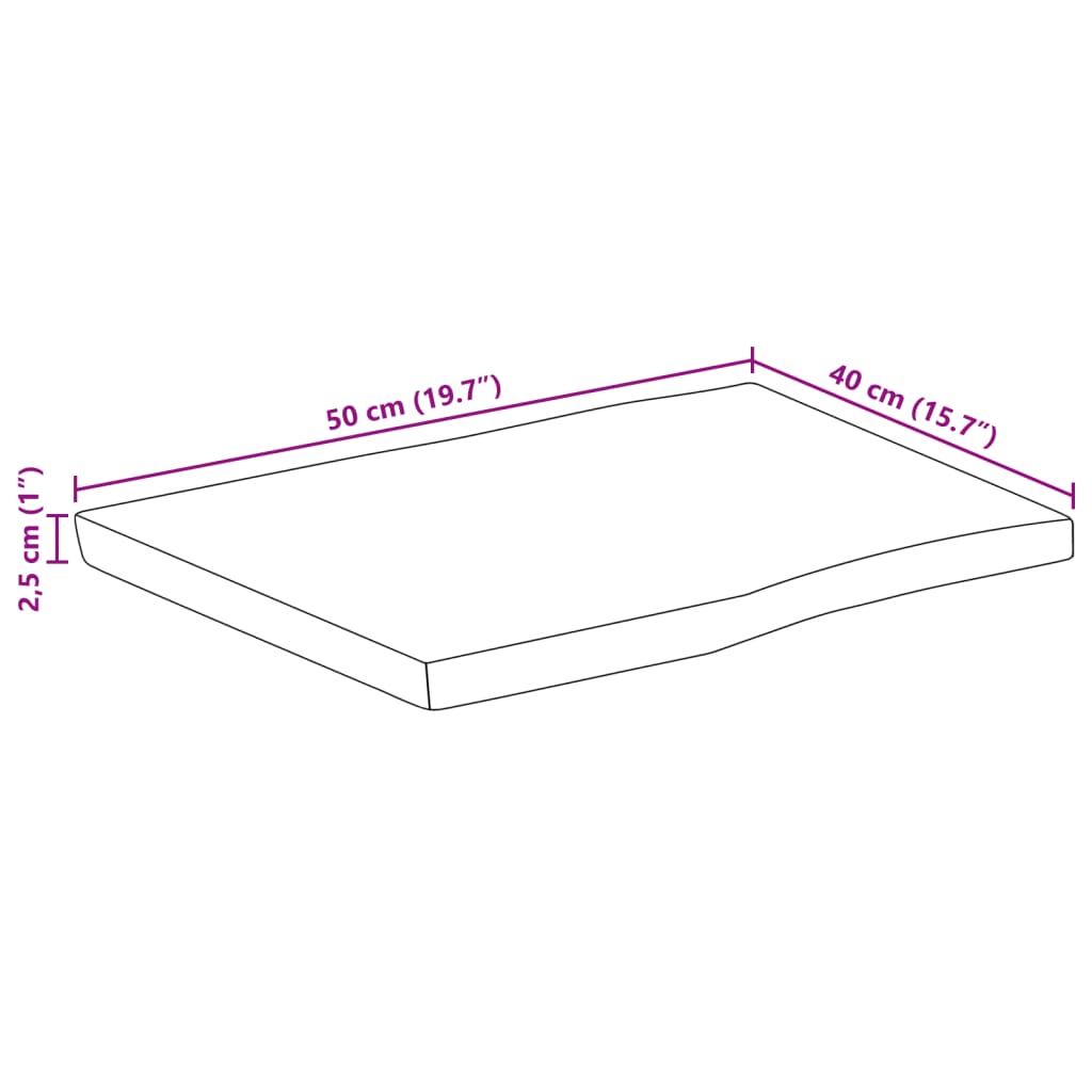 vidaXL Blat stołu, 50x40x2,5 cm, naturalna krawędź, lite drewno mango