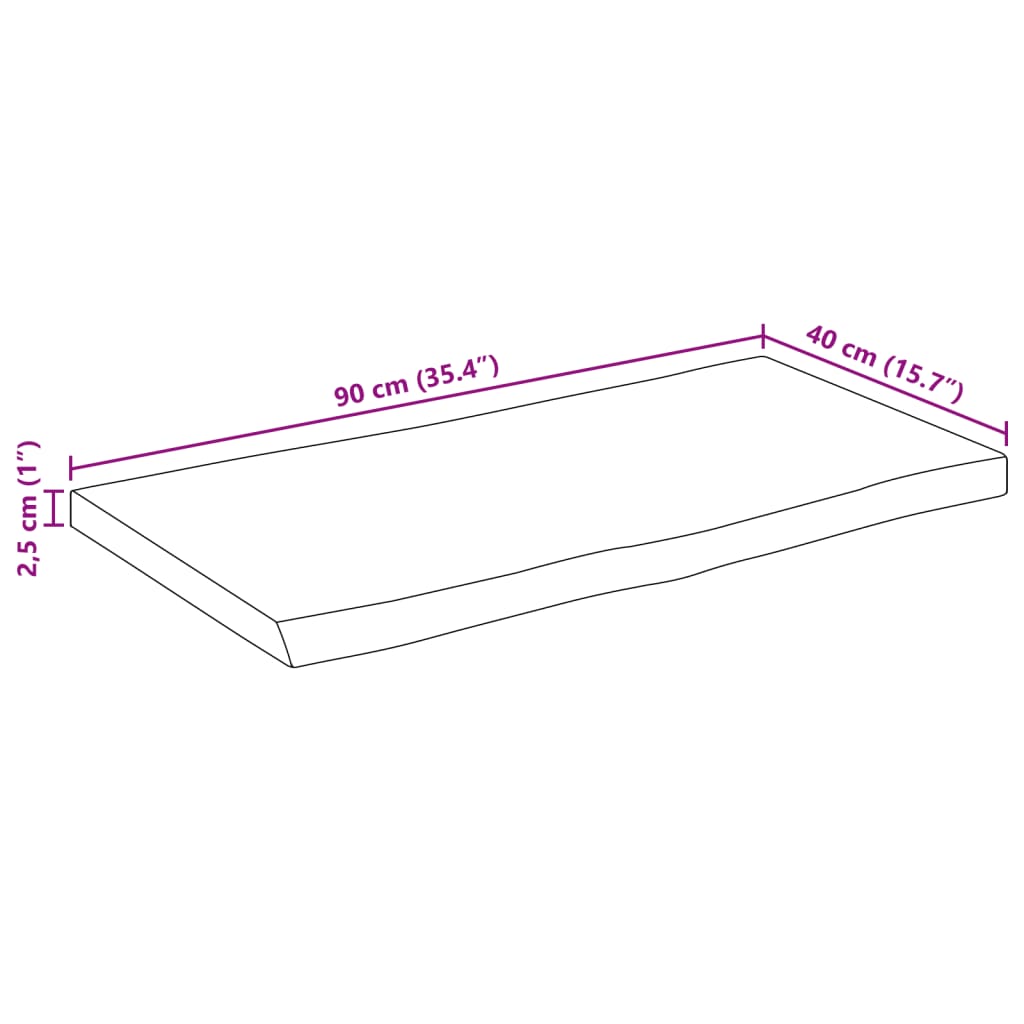 vidaXL Blat stołu, 90x40x2,5 cm, naturalna krawędź, lite drewno mango