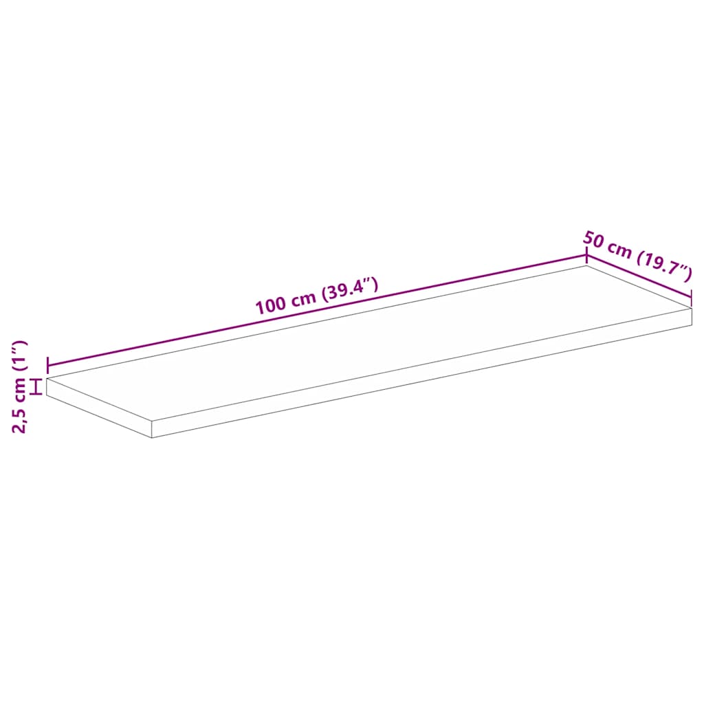 vidaXL Blat stołu, 100x50x2,5 cm, prostokątny, lite drewno akacjowe