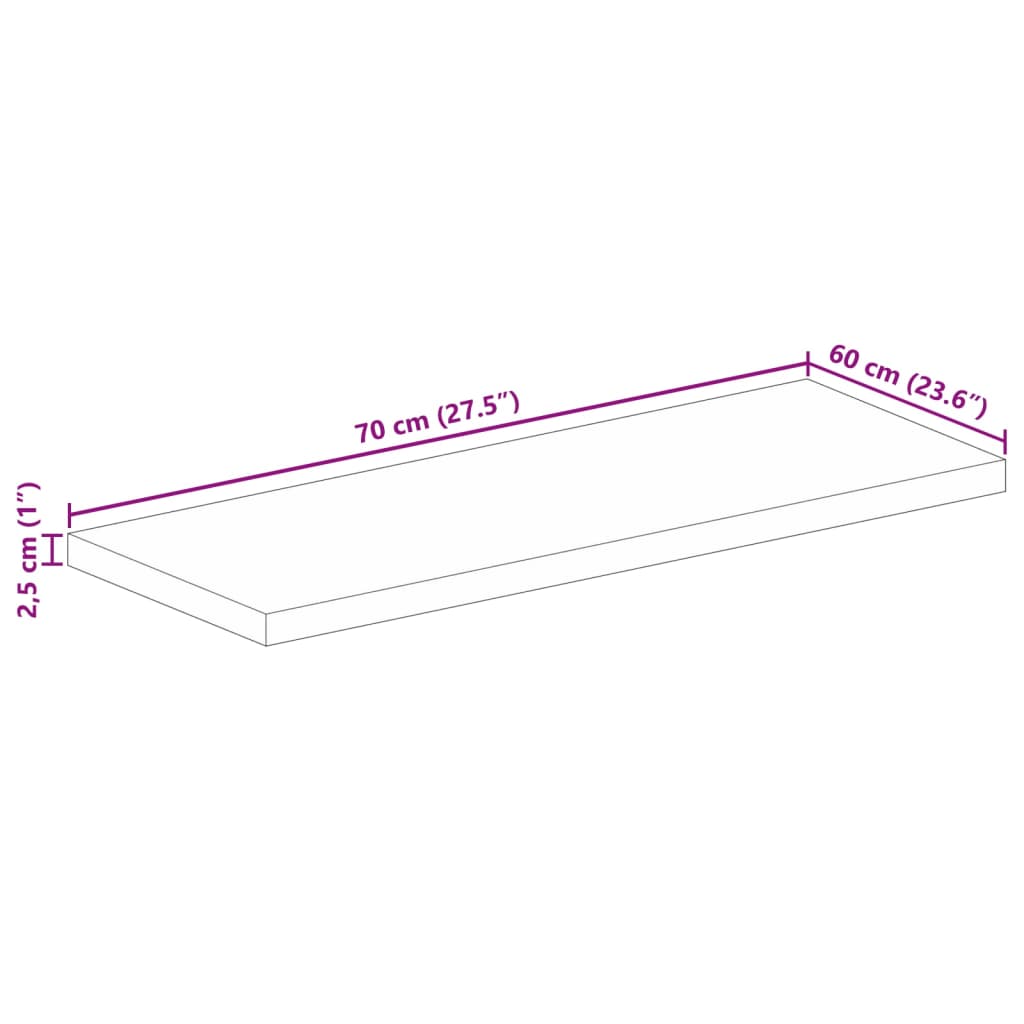 vidaXL Blat stołu, 70x60x2,5 cm, prostokątny, lite drewno akacjowe