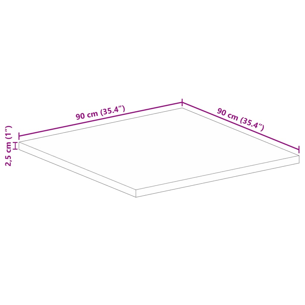 vidaXL Blat do stołu, 90x90x2,5 cm, kwadratowy, lite drewno akacjowe