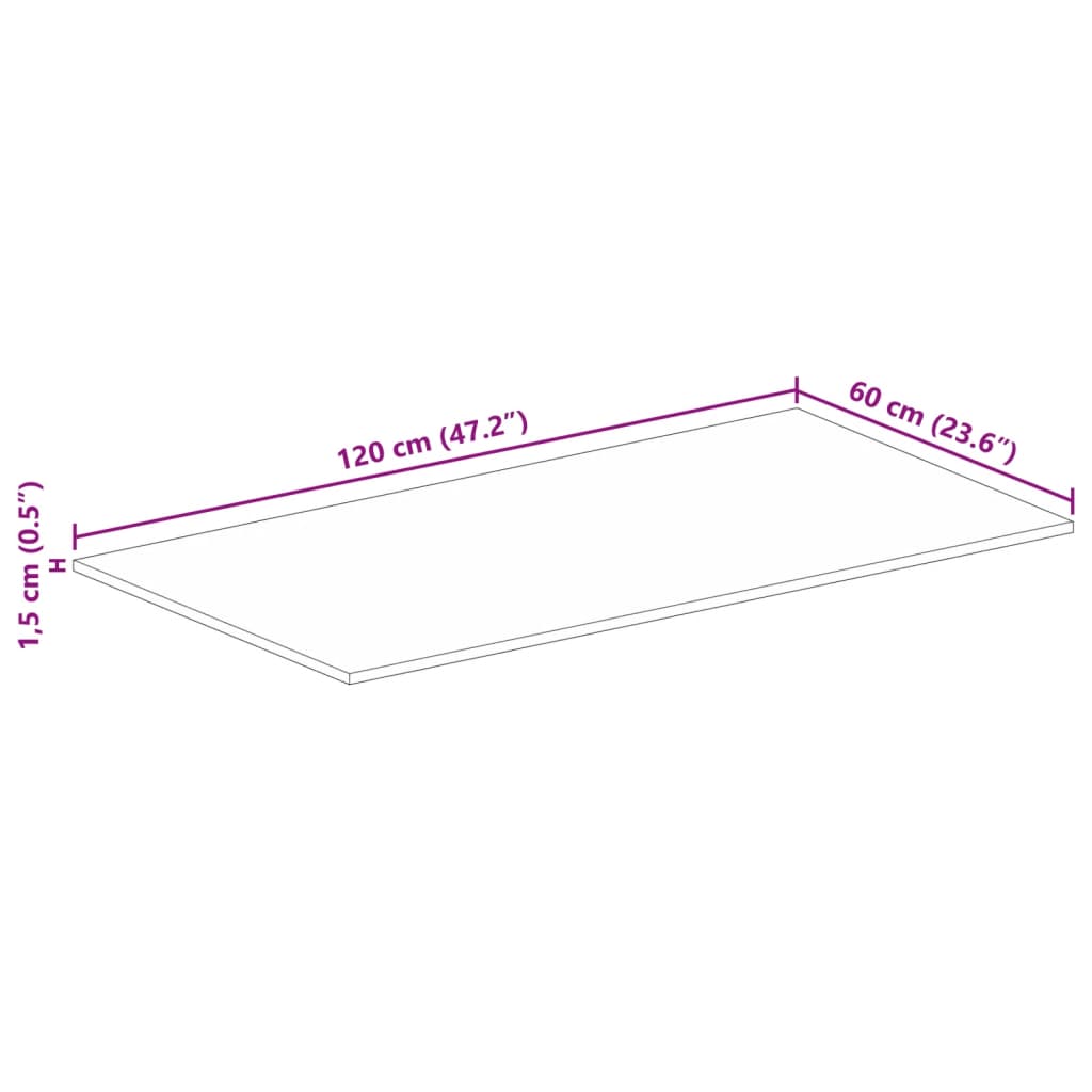 vidaXL Blat stołu, 120x60x1,5 cm, prostokątny, lite drewno z odzysku
