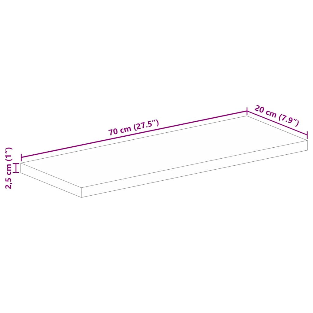 vidaXL Blat stołu, 70x20x2,5 cm, prostokątny, lite drewno mango